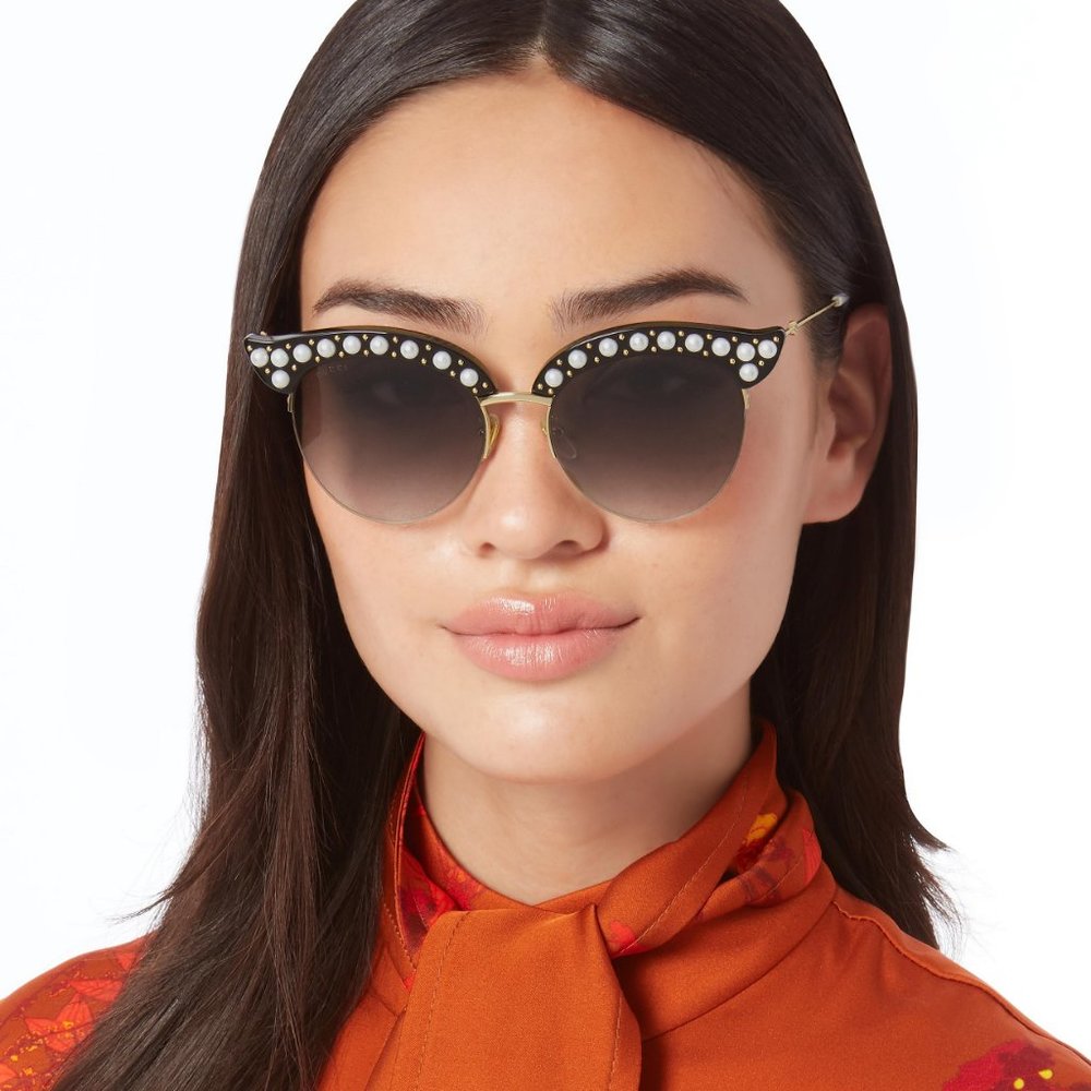 Gucci Black and Gold Cat-Eye Sunglasses